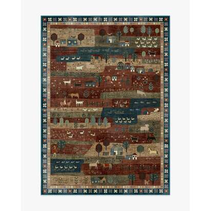 Alder Rust Red & Blue Rug - 150 x 215 cm - All-In-One Rug
