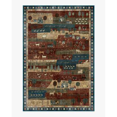 Alder Rust Red & Blue Rug - 185 x 275 cm - All-In-One Rug
