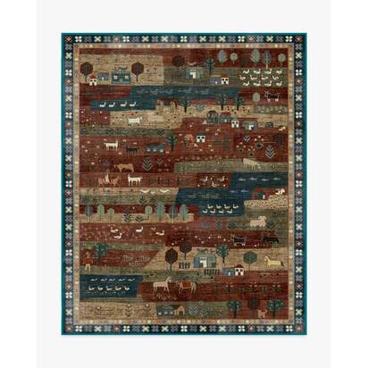 Alder Rust Red & Blue Rug - 245 x 305 cm - All-In-One Rug