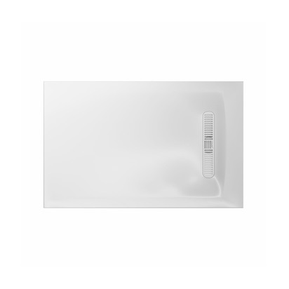 Crosswater Vito 25mm Dolomite Stone Resin Gloss White Rectangular Shower Tray with Linear Waste - 760 x 1200mm