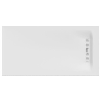 Crosswater Vito 25mm Dolomite Stone Resin Gloss White Rectangular Shower Tray with Linear Waste - 800 x 1700mm