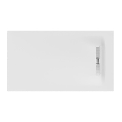 Crosswater Vito 25mm Dolomite Stone Resin Gloss White Rectangular Shower Tray with Linear Waste - 800 x 1400mm