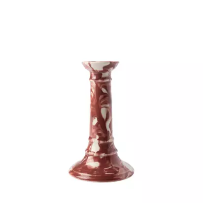 The Conran Shop Wardour Earthenware Candlestick, Burgundy Burgundy | H17 x D10cm