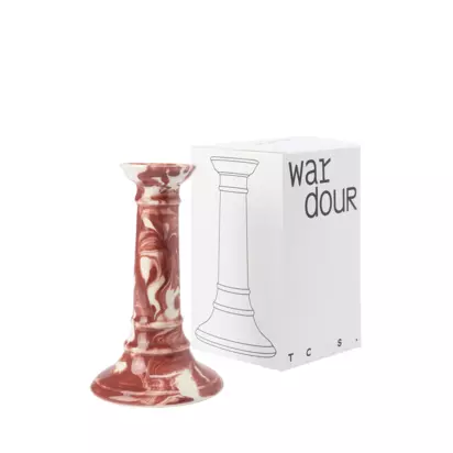 The Conran Shop Wardour Earthenware Candlestick, Burgundy Burgundy | H17 x D10cm