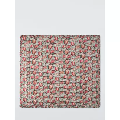 John Lewis x Sanderson Cantaloupe Quilted Frilled Bedspread, Multi Mulberry | 220 x 200cm