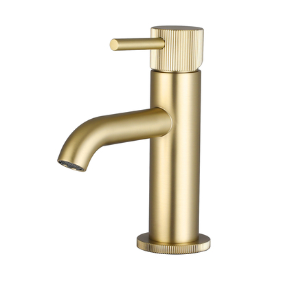 Harbour Fluted Mini Mono Basin Mixer Tap & Waste - Brushed Brass - Available Early January 2026