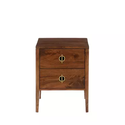 Swoon Morse 2 Drawer Bedside Table, Dark Brown Dark Brown | H50 x W40 x D40cm