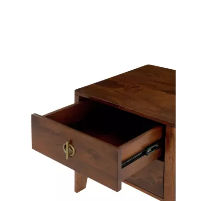 Swoon Morse 2 Drawer Bedside Table, Dark Brown Dark Brown | H50 x W40 x D40cm