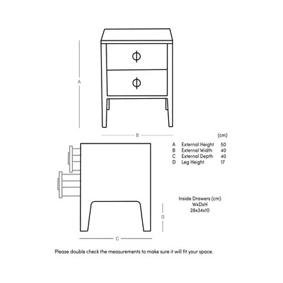 Swoon Morse 2 Drawer Bedside Table, Dark Brown Dark Brown | H50 x W40 x D40cm