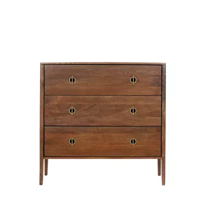 Swoon Morse 3 Drawer Chest, Dark Brown Dark Brown | H88 x W90 x D40cm