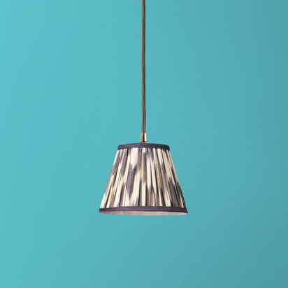 18cm straight empire pendant silk ikat shade in black and cream Atlas