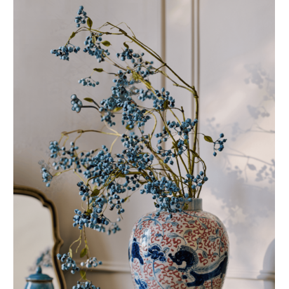 OKA | Faux Wild Berry Stem - Blue | Faux Flower Stem