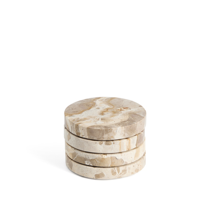 Set of 4 beige Malder marble coasters