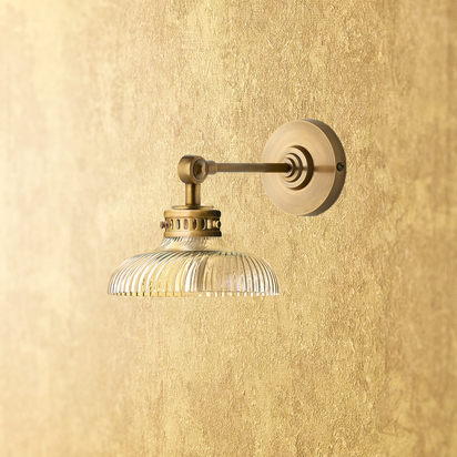 Elbow wall fitting IP44 in antique brass