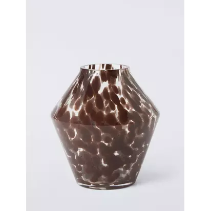 John Lewis Angular Confetti Glass Vase, H20cm, Brown Multi | H19.70 x W18.50 x D18.50cm