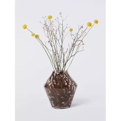 John Lewis Angular Confetti Glass Vase, H20cm, Brown Multi | H19.70 x W18.50 x D18.50cm