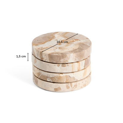 Set of 4 beige Malder marble coasters