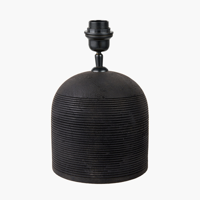Nelu Black Engraved Wood Dome Table Lamp Base