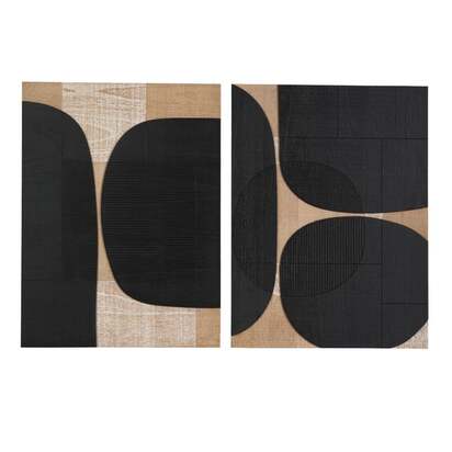 Set of 2 Wooden Textured Wall Art