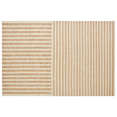 Loaf 170cm x 240cm Double Stripey Jute Rug in Neutral - Clotted Cream