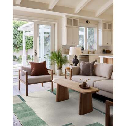 Haylan Ivory & Green Rug - 185 x 275 cm - All-In-One Rug