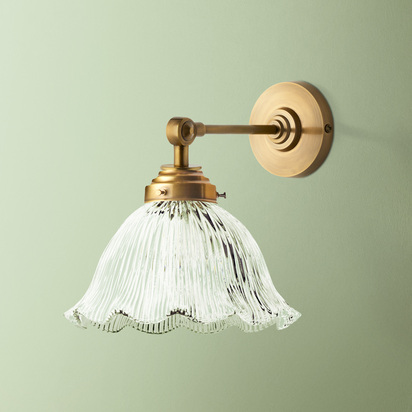 Elbow wall fitting IP44 in antique brass