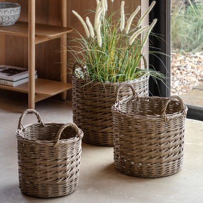 Burmore Woven Willow Storage Basket Nest s/3 D460mm  - Large