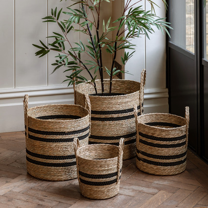 Studio Storage Basket Black Stripe Nest s/4 D370mm