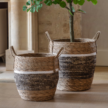 Studio Woven Storage Basket Contrast Stripe S/2 D340mm
