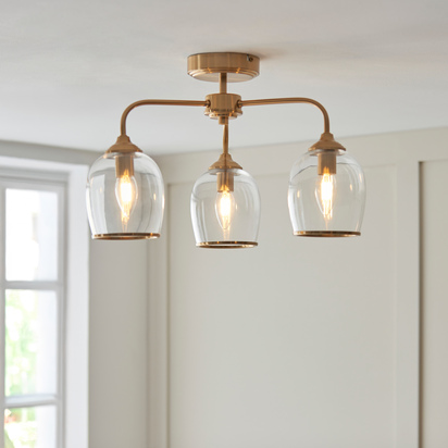 Genoa Ceiling 3 Light Brushed Aged Brass