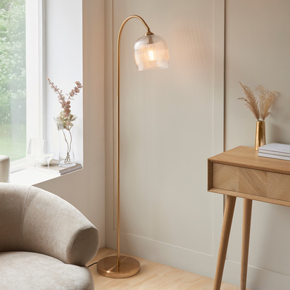 Ashcroft Ribbed Floor Light Brushed Aged Brass