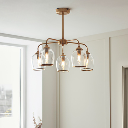 Genoa 5 Pendant Light Brushed Aged Brass