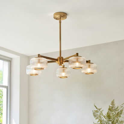 Turin 5 Pendant Light Brushed Aged Brass