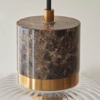 Twickenham Ribbed 1 Pendant Light Brown Emperador Mrble