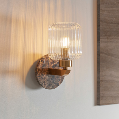 Twickenham Ribbed Wall Light Drk Brown Emperador Marble