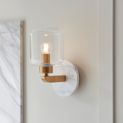 Twickenham Wall Light White Volakas Marble