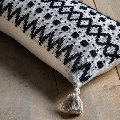 Black & Cream Tufted Cushion 350x900mm