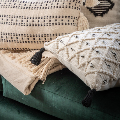 Tilyar Natural and Black Cushion 450x450mm