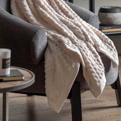 Crangate Velvet Knitted Throw Natural