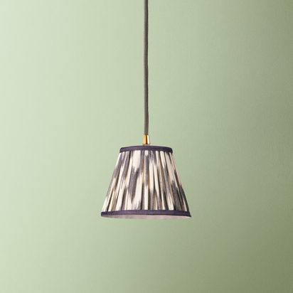 18cm straight empire pendant silk ikat shade in black and cream Atlas