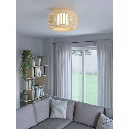 John Lewis Harmony Ribbon Semi Flush Ceiling Light Natural | H27 x W45 x D45cm