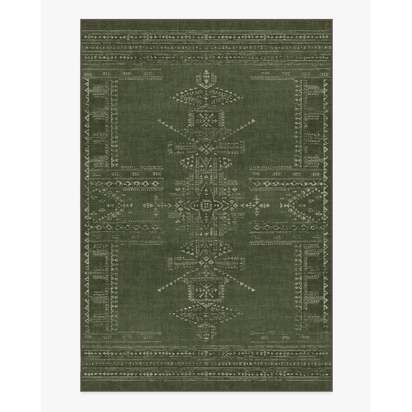 Amira Green Flatwoven Rug by Martyn Lawrence Bullard - 200 x 290 cm - Rug + Cushioned Pad System