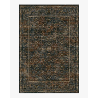 Ophelia Navy & Redwood Flatwoven Rug - 200 x 290 cm - Rug + Cushioned Pad System