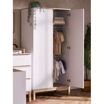Obaby Astrid Double Wardrobe, White White | H180 x W90 x D50cm