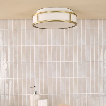 Royce 2-Light Antique Brass IP44 Flush Ceiling Light