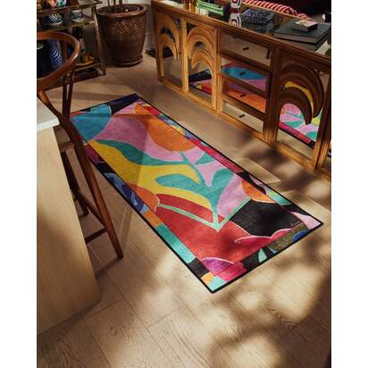 King's Road Multicolour Flatwoven Rug by RIXO - 185 Round cm - Rug + Pad System