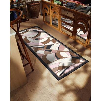 Portobello Road Soft Pink & Black Flatwoven Rug by RIXO - 75 x 215 cm - Rug + Cushioned Pad System