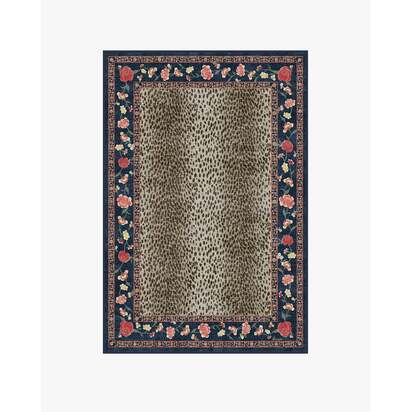 Kensington Sapphire & Brown Flatwoven Rug by RIXO - 120 x 185 cm - Rug + Cushioned Pad System
