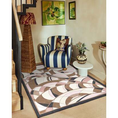 Portobello Road Soft Pink & Black Rug by RIXO - 75 x 215 cm - All-In-One Rug