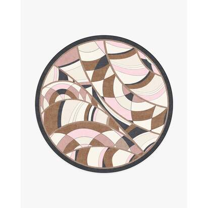 Portobello Road Soft Pink & Black Rug by RIXO - 245 Round cm - All-In-One Rug